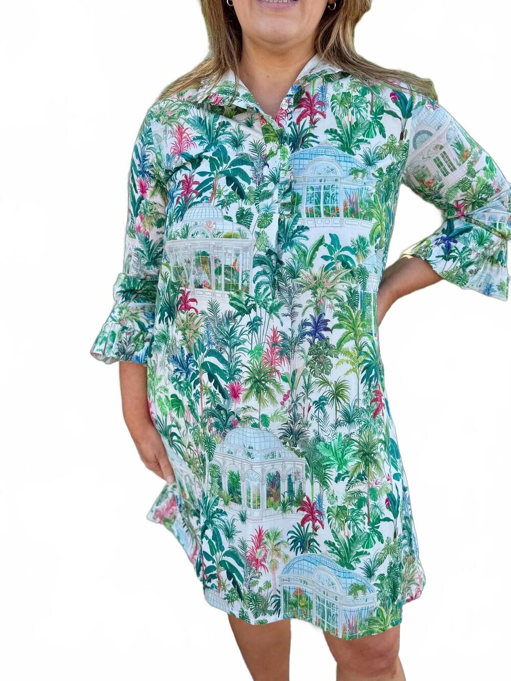 NEW VILAGALLO gara shirt mini dress in greenhouse multicolor